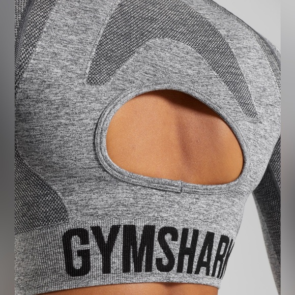 Gymshark Flex long sleeve crop top in charcoal/teal - Picture 9 of 11